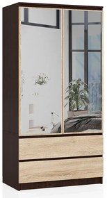 Szafa z lustrem w stylu klasycznym wenge + dąb sonoma K0-E25
