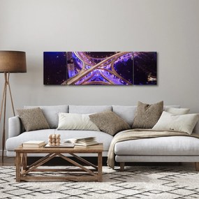 Obraz dużego skrzyżowania w nocy (170x50 cm)