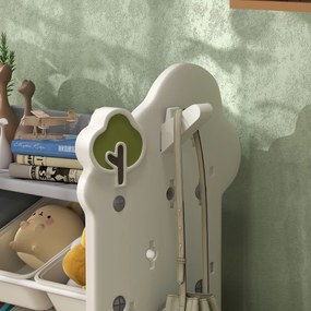 AIYAPLAY Regał dziecięcy na zabawki i książki z 9 pojemnikami, do pokoju dziecięcego, przedszkola, plastikowy, kolor kremowy