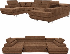 Narożnik kształt U rozkładany f. spania Savio Family meble ciemny beżowy sztruks Anafi16 - DOSTĘPNY OD RĘKI