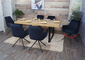 Krzesło do jadalni MCW-G67 (zestaw 6 sztuk), antracytowo-niebieski, czarne nogi