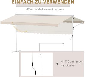 Outsunny markiza stojąca ogrodowa ze składanym ramieniem taras beżowy 4 x 3 m