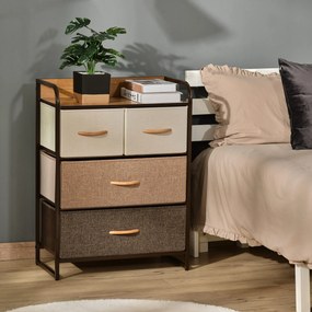 HOMCOM Komoda z 4 lnianymi szufladami, szafka z metalowym stelażem do sypialni i salonu | Aosom PL