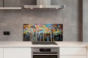 Szklany Panel Pędzle i Kolorowe Ślady Farby