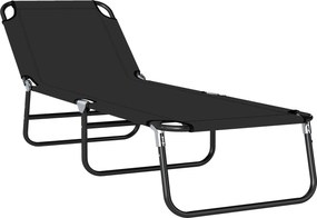 Outsunny Leżanka słoneczna 5stopniowo regulowane oparcie szybko schnąca rama metalowa 190x56x28cm czarny | Aosom PL