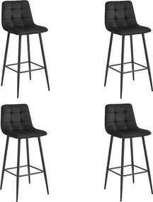 Hokery barowe Valora TEOTO, czarny aksamit, z nogami ze stali czarnej x4