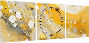 Obraz - Abstrakcyjne tło ze złotą dekoracją (z zegarem) (90x30 cm)