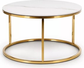 Stolik kawowy Balio okrągły 80cm biały marmur złoty glamour