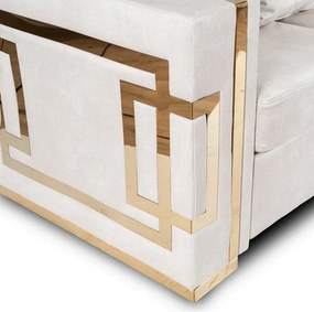 Sofa PALLAZO 2S Dwuosobowa Kremowo/Złota Welurowa Glamour