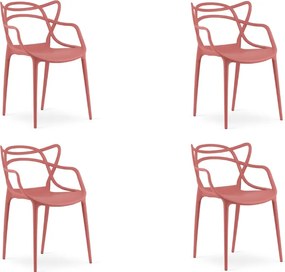 Zestaw 4 szt. plastikowych krzeseł KATO, koralowy
