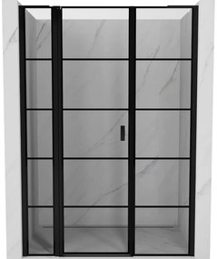 Mexen Mist L drzwi prysznicowe uchylne lewe 155 cm, czarna kratka, czarne - 8A4L-155-001-70-77-L