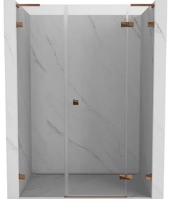 Mexen Lunar L drzwi prysznicowe uchylne prawe 155 cm, transparent, różowe złoto - 834SL-155-050-60-00-P