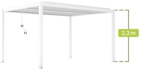 PERGOLA OGRODOWA LUXE 4X4X2.3M ALUMINIOWA Z OŚWIETLENIEM LED BIAŁA