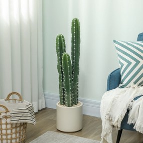 HOMCOM Sztuczna roślina kaktusowa 95 cm z doniczką jak prawdziwa do domu, biura, zielona dekoracja | Aosom PL