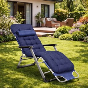 Leżak ogrodowy rozkładany Tossa DC01-GR-BU, poduszka niebieska, stelaż szary