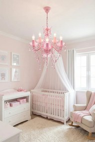 Różowy żyrandol świecznikowy z kryształkami - 3S grafit połysk E960 B4-A41