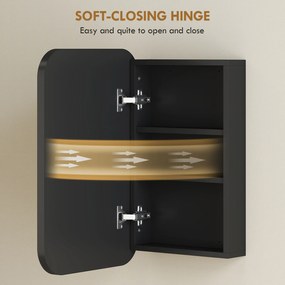 HOMCOM Szafka łazienkowa z lustrem, wisząca szafka z regulowaną półką, 40 x 10 x 60 cm, czarna | Aosom PL