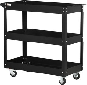 DURHAND Wózek narzędziowy na 3 poziomy, 4 koła, stal, 83Szer x 35,3Gł x 76Wys cm, Czarny
