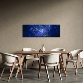 Obraz - niebieska abstrakcja (z zegarem) (90x30 cm)