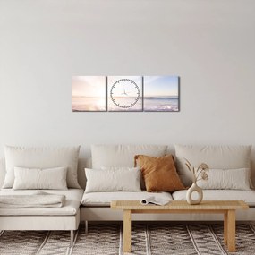 Obraz piaszczystej plaży (z zegarem) (90x30 cm)
