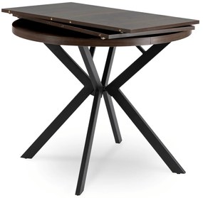 Stół Okrągły Rozkładany LUGO 90-190 cm Orzech/Czarny Loft