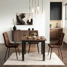 Stół Kwadratowy Rozkładany MAX 80-160 cm Orzech Nicea/Czarny Loft