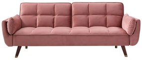 Kanapa 3-osobowa rozkładana z różowego weluru – GULCAN