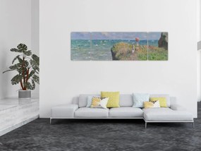 Obraz - Claude Monet, Cliff Walk at Pourville, reprodukcje (170x50 cm)
