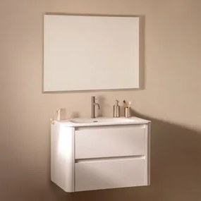 Zestaw Wiszących Mebli Łazienkowych Zintegrowany Z Umywalką Egerton Biała & Prostokątna Lampa Led I - Sklum