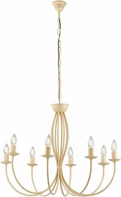 Botte - Żyrandol z żelaza lakierowanego na kolor kości słoniowej z dekoracją z efektem piklowania, 8 świateł, 120 cm - Ø74 cm - BL147-8-AV