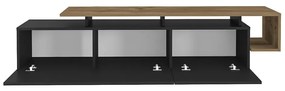 Czarna szafka pod TV w dekorze orzecha 180x46 cm Pia – Kalune Design