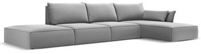 Jasnoszary aksamitny narożnik (prawostronny/z szezlongiem) Vanda – Mazzini Sofas