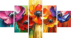 Obraz - Pięć kolorowych kwiatów (125x70 cm)