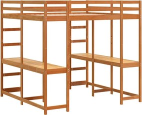 Brązowe łóżko piętrowe z biurkiem na dole 160x200 N7-T64