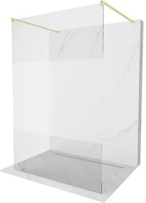 Mexen Kioto ścianka prysznicowa wolnostojąca 140 x 200 cm, transparent/szron 8 mm, złota szczotkowana - 800-140-002-55-35