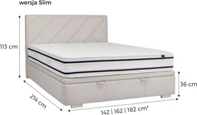 Łóżko tapicerowane z zagłówkiem i pojemnikiem na pościel Nastri Slim
