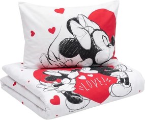 PrzytulneMieszkanie.pl PrzytulneMieszkanie.pl Dziecięca bawełniana pościel MICKEY & MINNIE LOVE biała Rozmiar pościeli: 70 x 90 cm | 140 x 200 cm