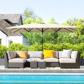 Outsunny Parasol Ogrodowy 150x295cm Podwójny Daszek Regulacja Kremowy | Aosom PL