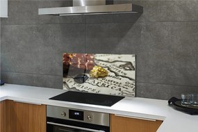 Panel szklany do Kuchni Złota Mapa Świata