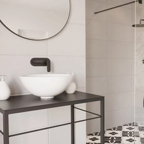 Umywalka ceramiczna nablatowa okrągła biała błyszcząca bez otworu na baterię 32 cm MALO z powłoką easy clean