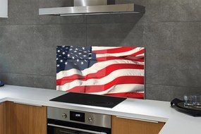 Szkło do Kuchni na Ścianę Flaga USA w Detalu