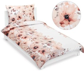 Pościel satynowa Bellatex Flower łososiowa, 140 x220 cm, 70 x 90 cm, 140 x 220 cm, 70 x 90 cm