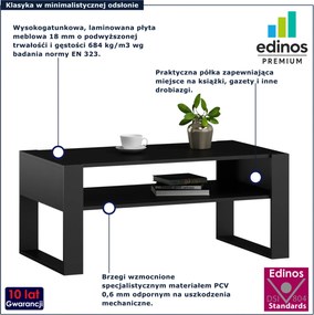 Czarna prostokątna ława kawowa do salonu S9-P65