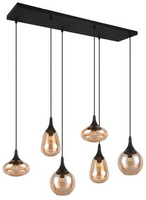 Czarno-pomarańczowa lampa wisząca ze szklanym kloszem Lumina – Trio