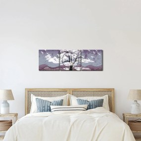 Obraz - Drzewo w chmurach (z zegarem) (90x30 cm)