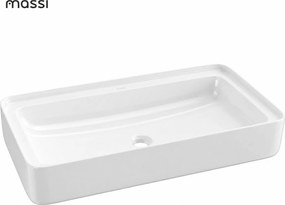 Umywalka ceramiczna nablatowa prostokątna biała bez otworu na baterię 76 x 41 cm KLUDE