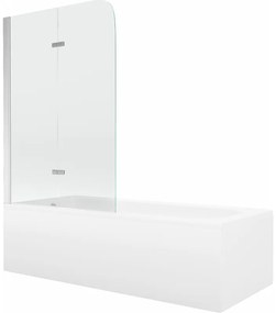 Mexen Vega wanna prostokątna 160 x 70 cm z obudową i parawanem 2-skrzydłowym 100 cm, transparent, chrom - 550116070X9010020100