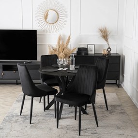 Stół Okrągły LAUREN 90 cm Czarny Loft Nowoczesny
