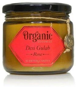 Organiczna świeca Desi Gulab - Rose 200 g w bursztynowym szkle