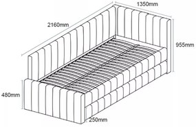 Łóżko tapicerowane COMFINO VELVET z wysuwanym miejscem do spania 120x200 cm, różowe
